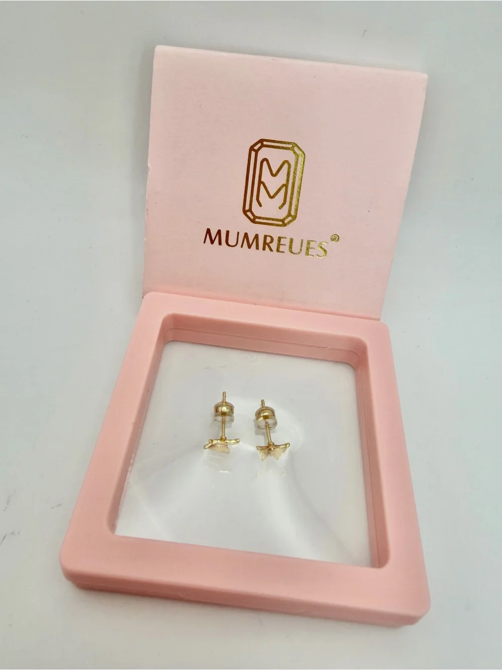 Gold color Butterfly Stud Earrings - Pink Box